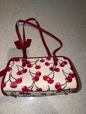 Coach Cherry-Print Shoulder Bag in Red and Cream
